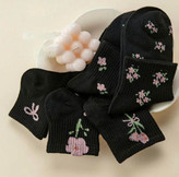 جوراب مچی زنانه طرح گل و پاپیون مشکی