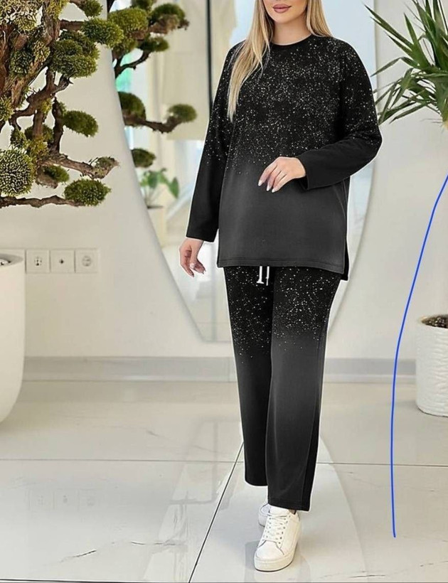 ست بلوز شلوار کهکشانی رنگ مشکی