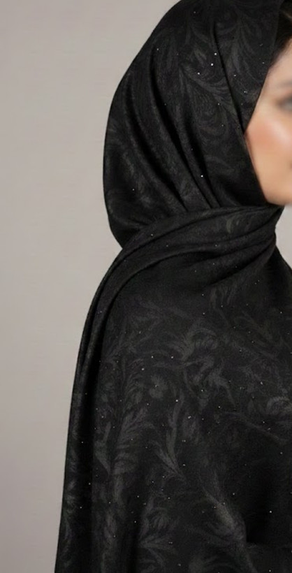 روسری ژاکارد نگین دار مشکی