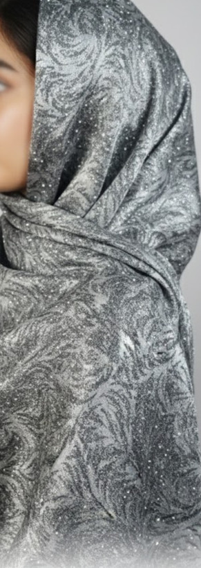 روسری ژاکارد نگین دار طوسی