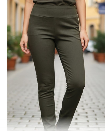 شلوار کتان کش خارجی سایز 2XL رنگ یشمی