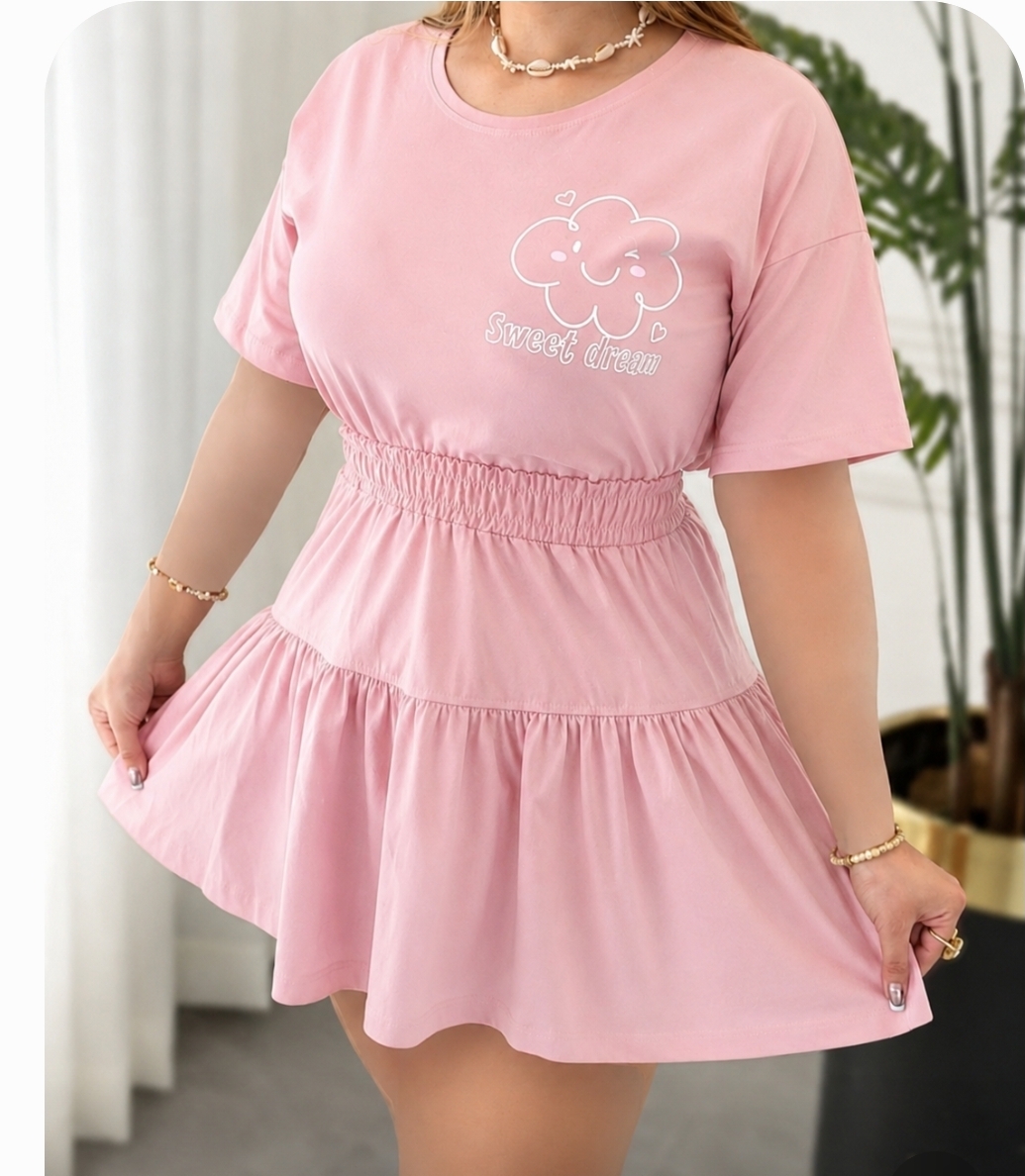کراپ و دامن زنانه رنگ صورتی